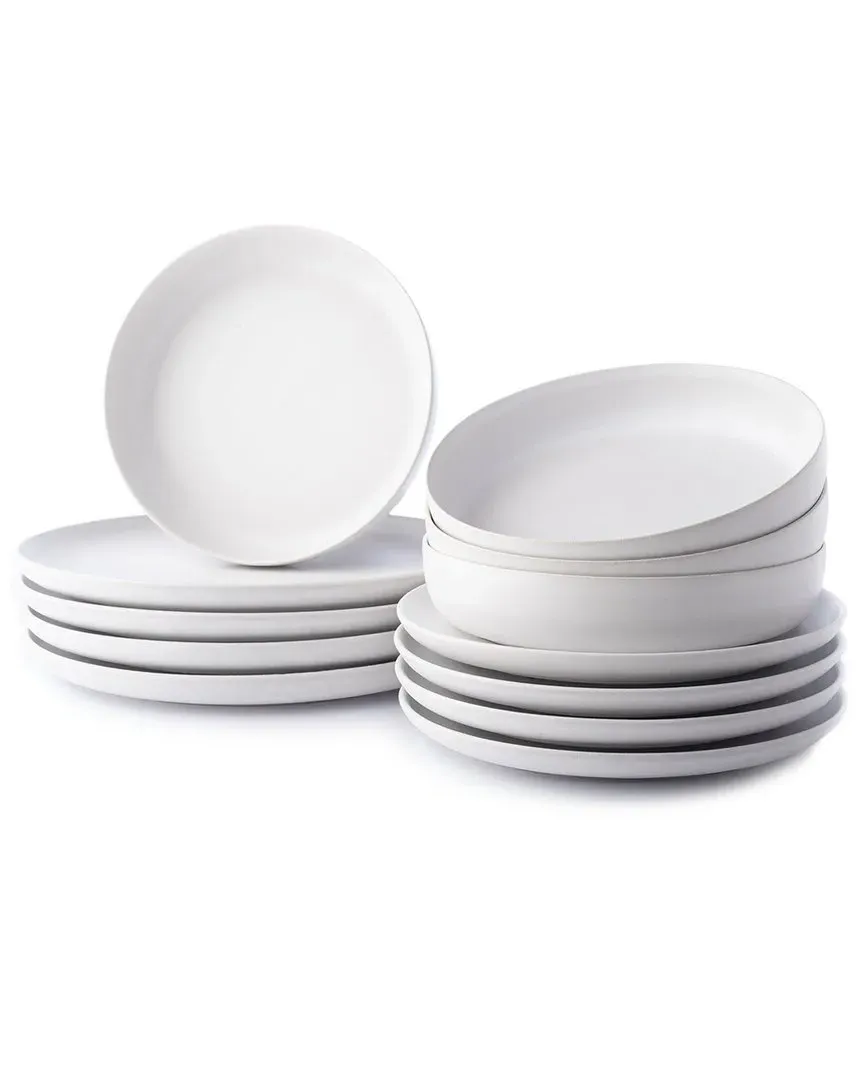 Macchio 12pc Dinnerware Set - White, Stoneware