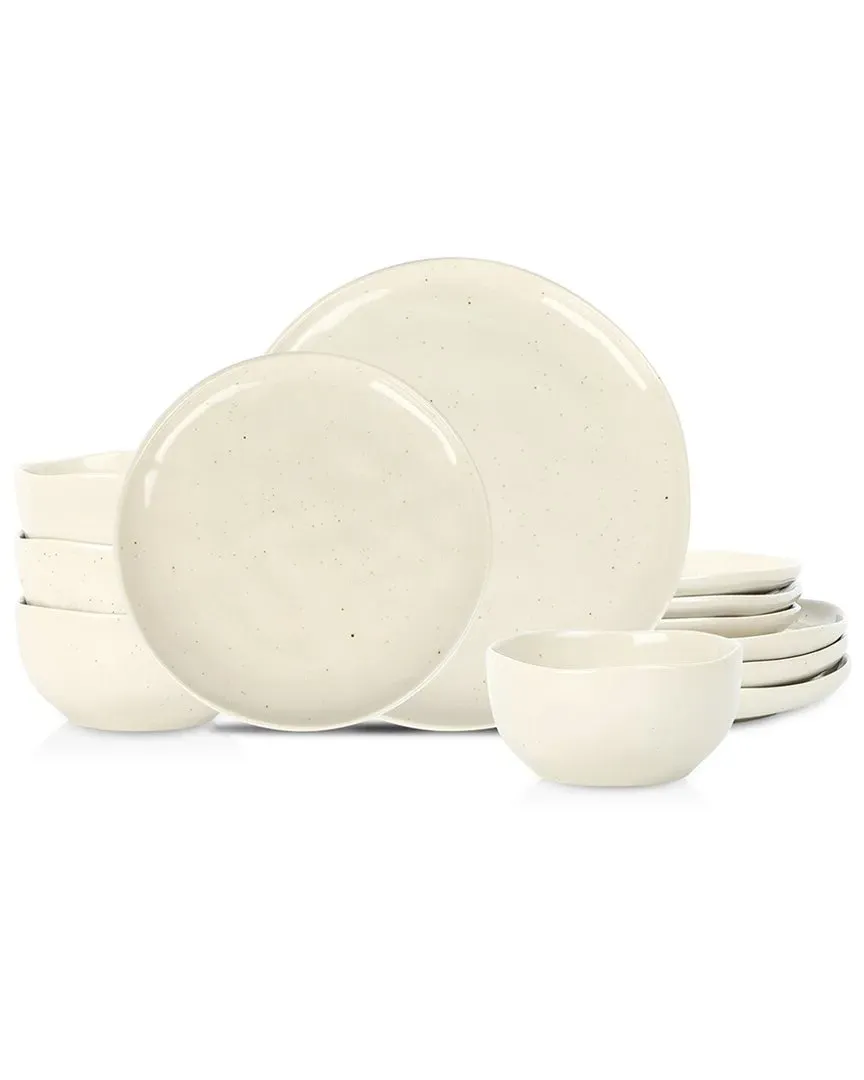 Mirella 12pc Stoneware Dinnerware Set - Beige image