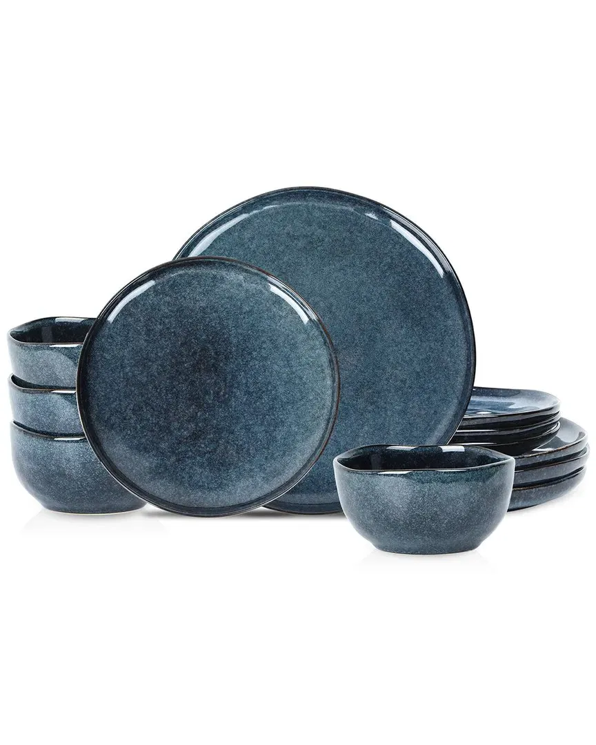 Mirella 12pc Stoneware Dinnerware Set - Blue