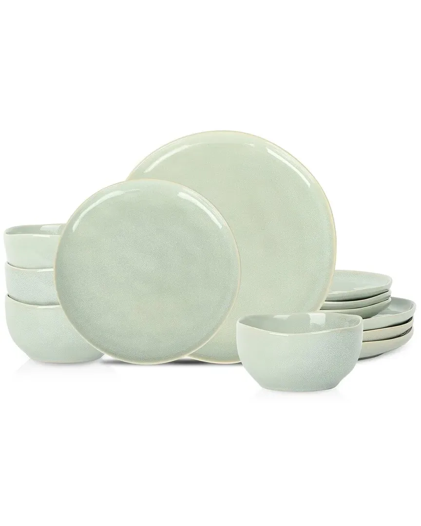 Mirella 12pc Stoneware Dinnerware Set - Green