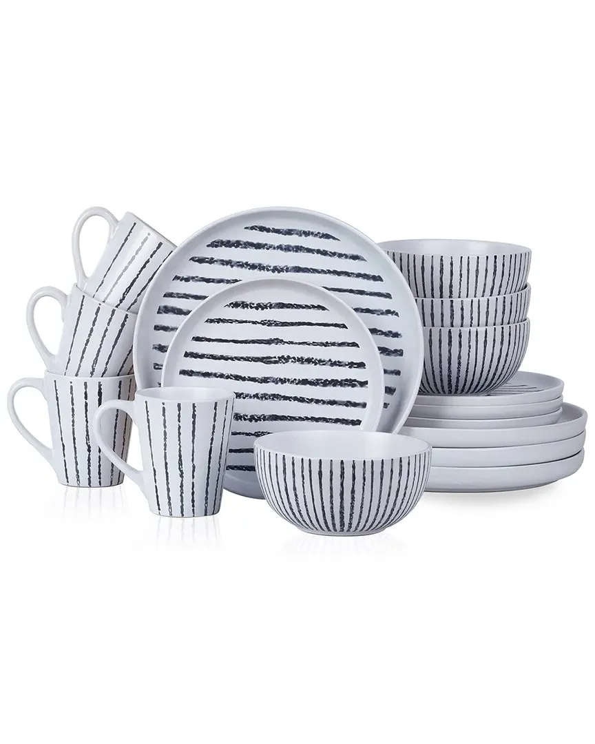 Nova 16-Piece Dinnerware Set - Black, Stoneware image