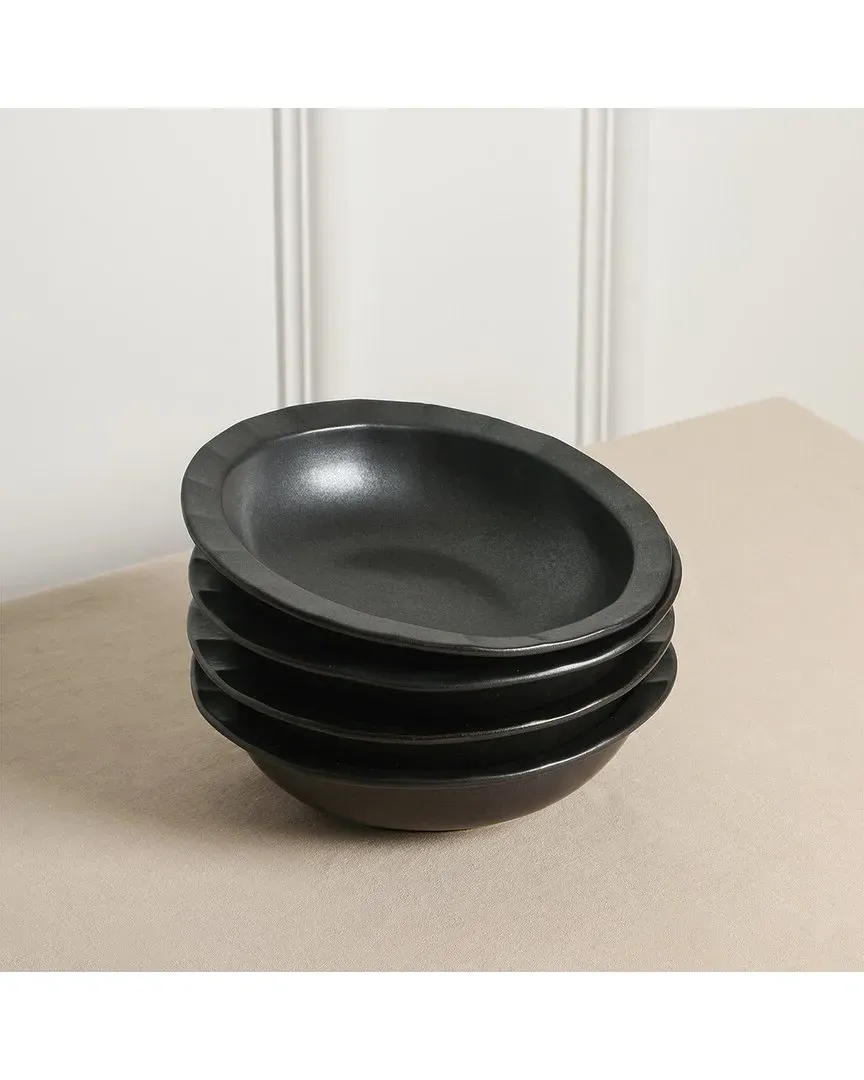 Oasis 4pc Pasta Bowl Set - Black, Stoneware image