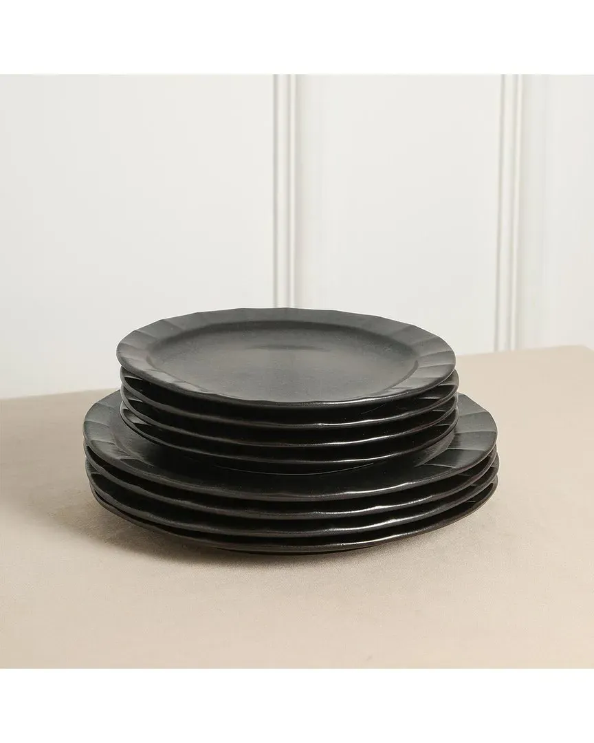 Oasis 4pc Stoneware Dinner Plate Set - Black image