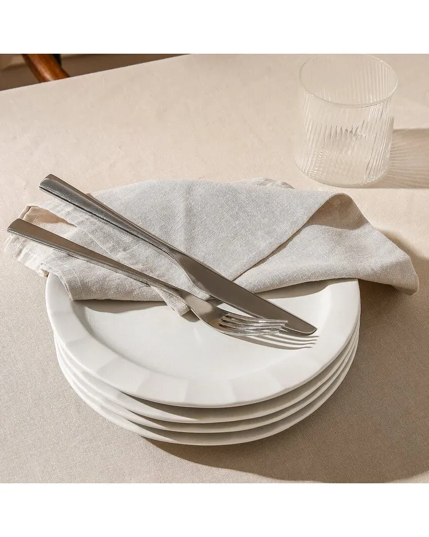 Oasis 4pc Stoneware Dinner Plate Set - White