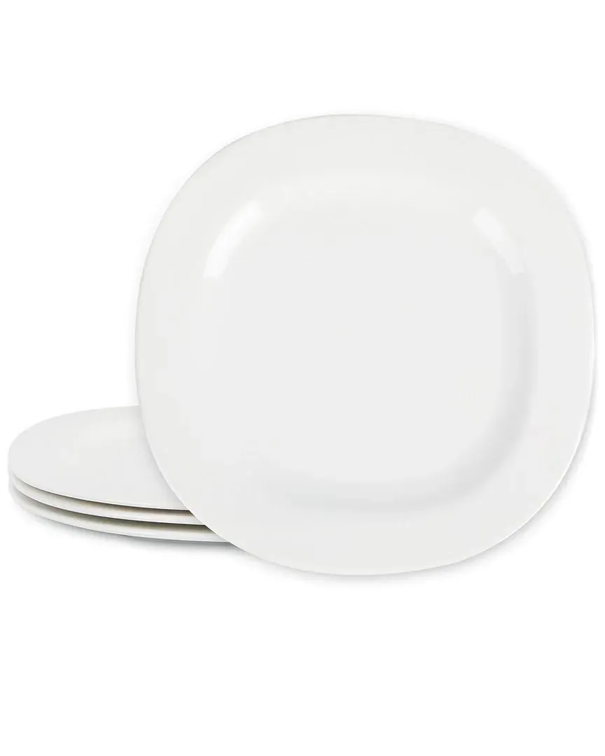 Quadro Square 4pc Dinner Plate Set - White, Porcelain image