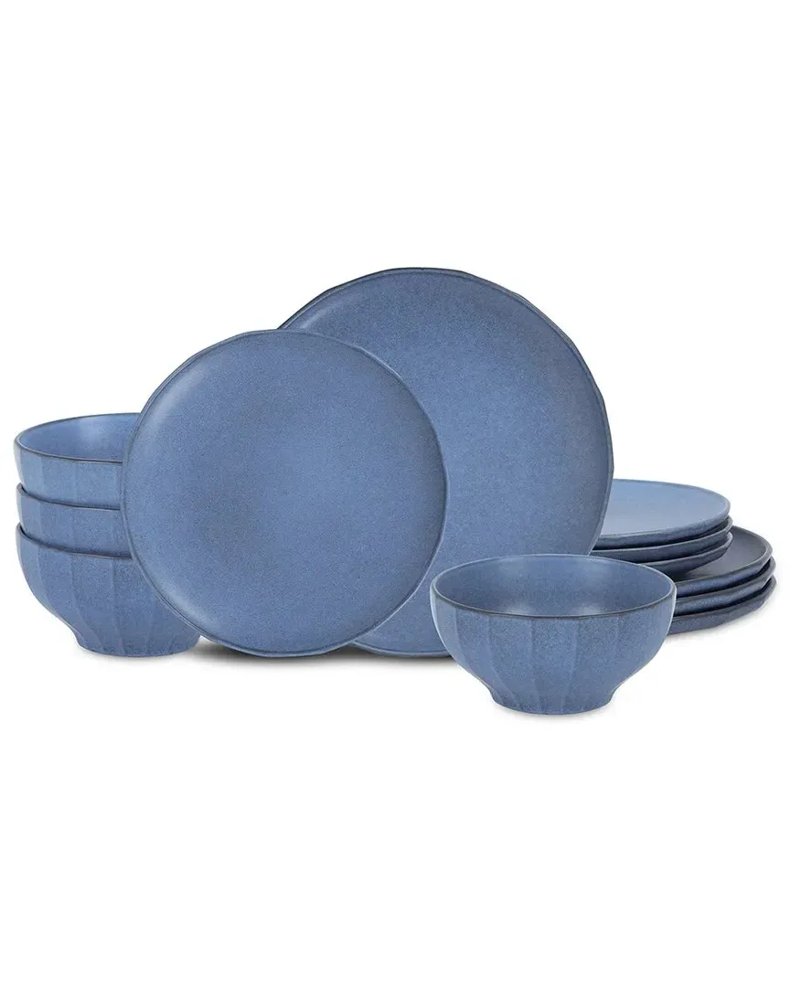 Rio 12pc Dinnerware Set - Blue, Stoneware