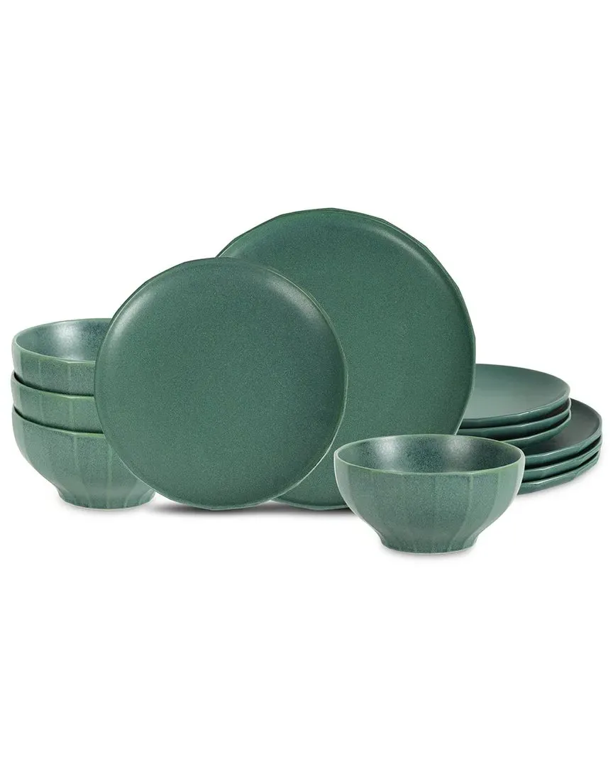 Rio 12pc Dinnerware Set - Green, Stoneware