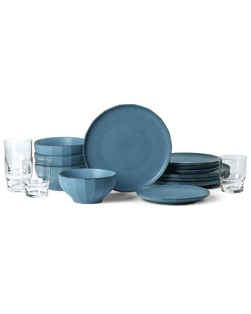 Rio 16-Piece Dinnerware Set - Blue, Stoneware