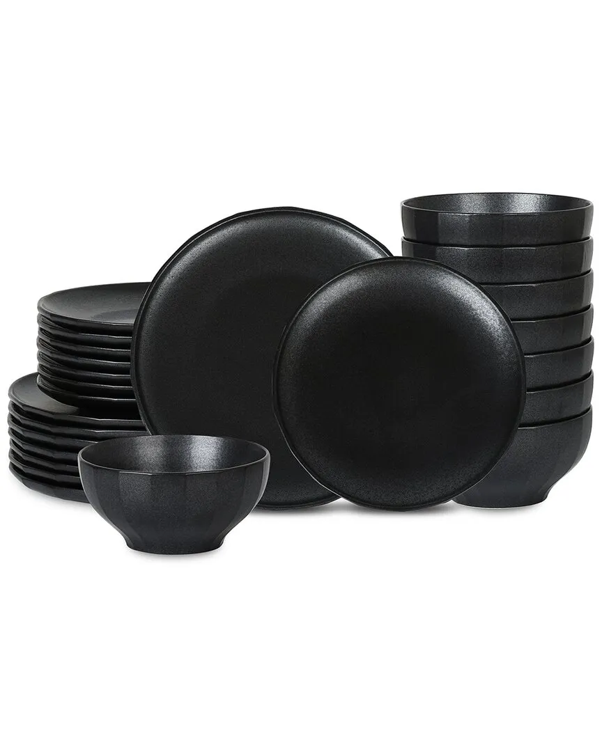Rio 24pc Dinnerware Set - Black, Stoneware