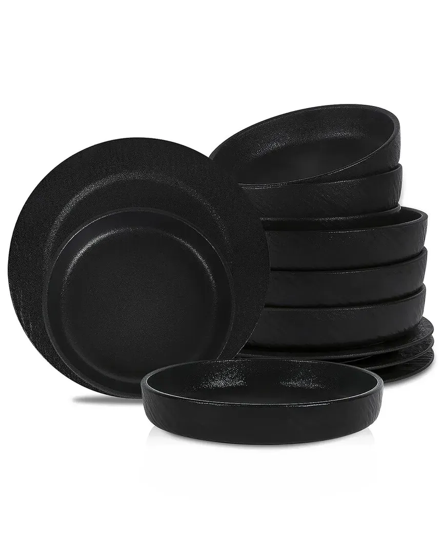 Senso 12pc Dinnerware Set - Black, New Bone China