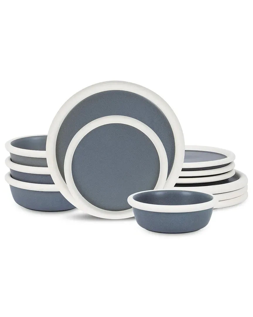 Stone Lain Capri 12-Piece Stoneware Dinnerware Set - Grey image