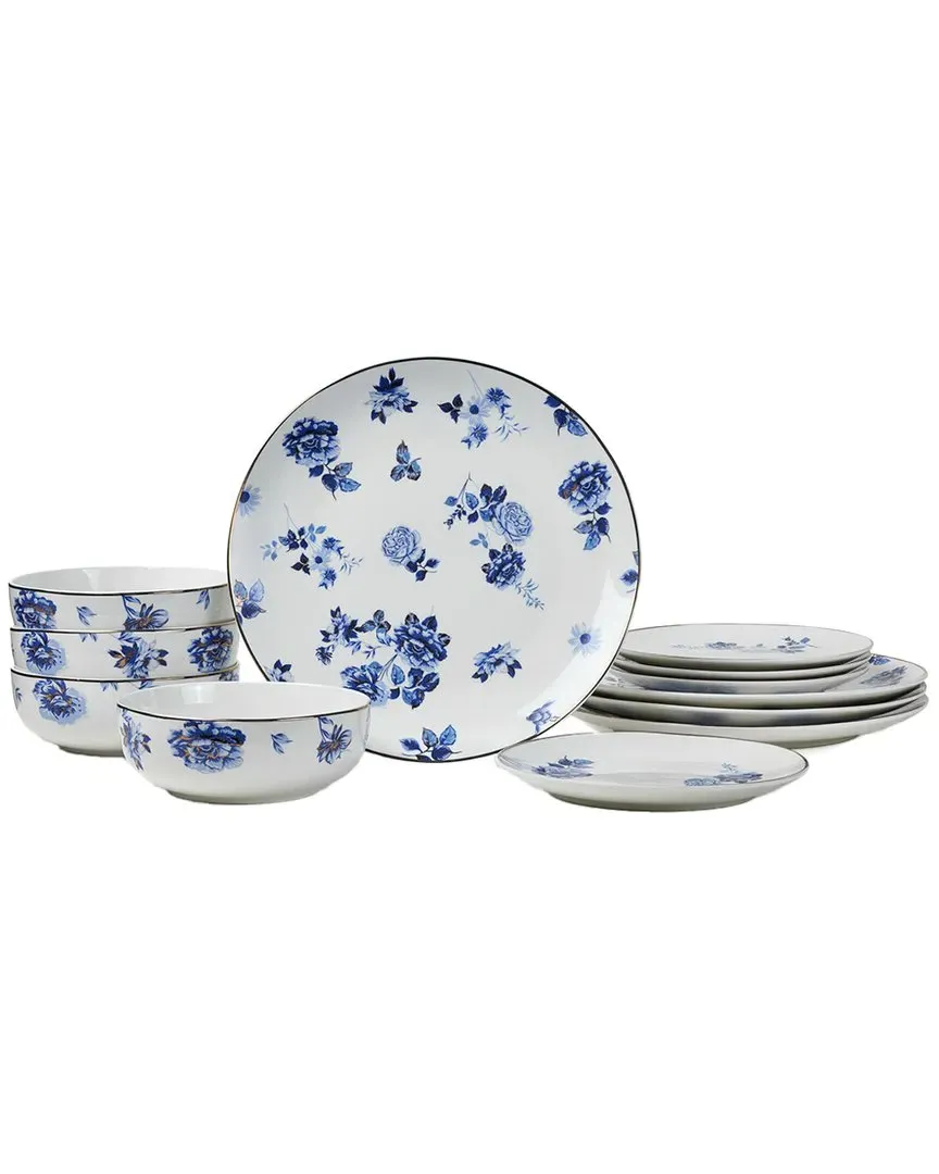 Stone Lain Viola 12pc Porcelain Dinnerware Set - Blue image