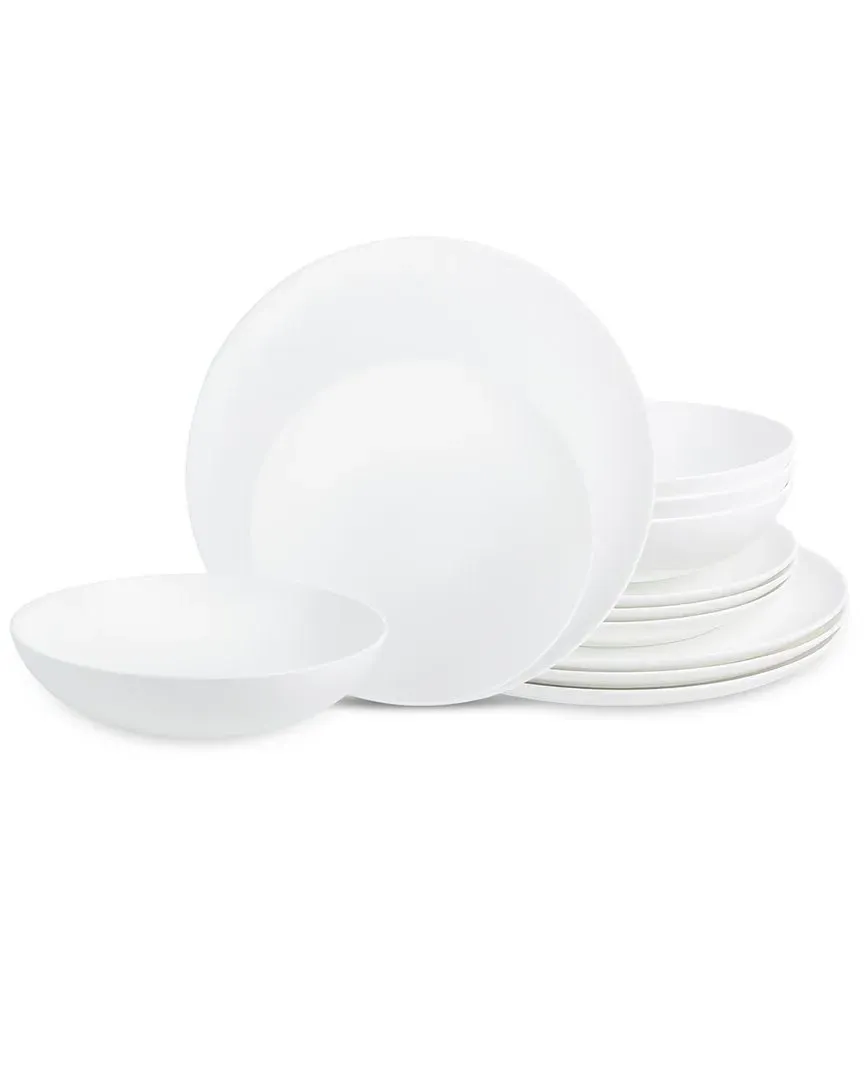 Taglio 12pc Bone China Dinnerware Set - Matte White