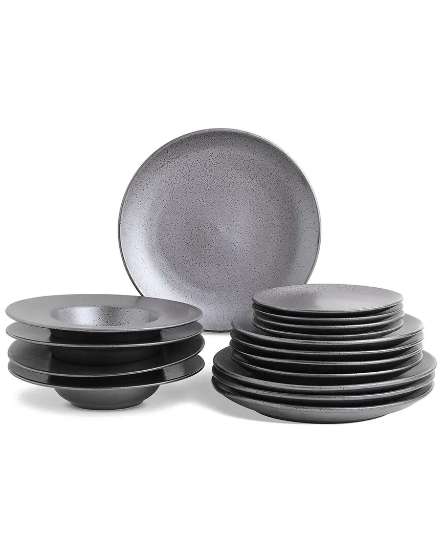 Valencia 16-Piece Dinnerware Set - Metallic Grey, Porcelain image