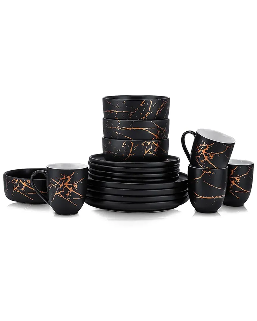 Zora 16pc Porcelain Dinnerware Set - Black image