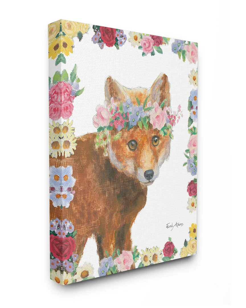Flower Friends Fox Canvas Art Print - 1.5in Frame