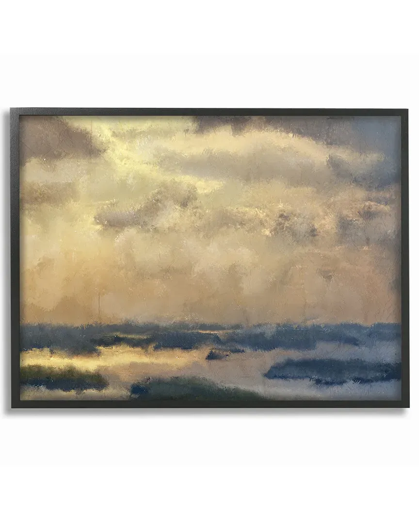 Painted Neutral Morning Sky Abstract Framed Art - Black image