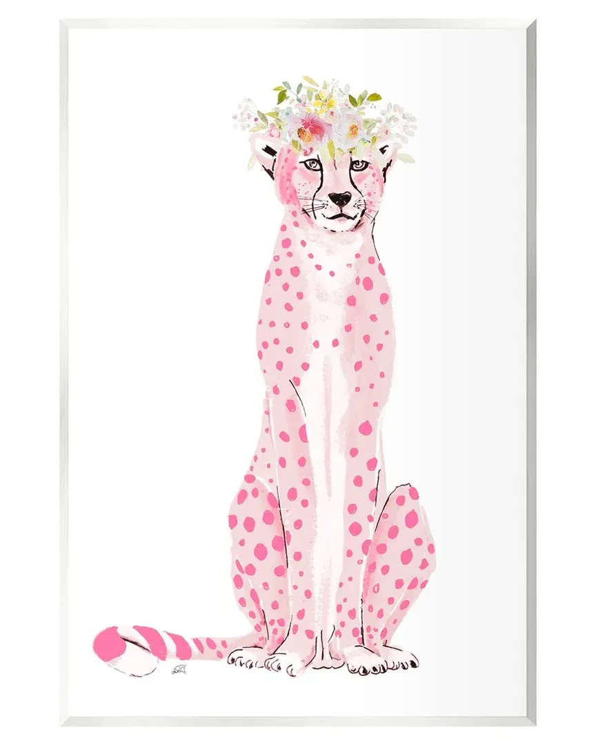 Pink Leopard Floral Garland Wall Plaque by Patricia Pinto image