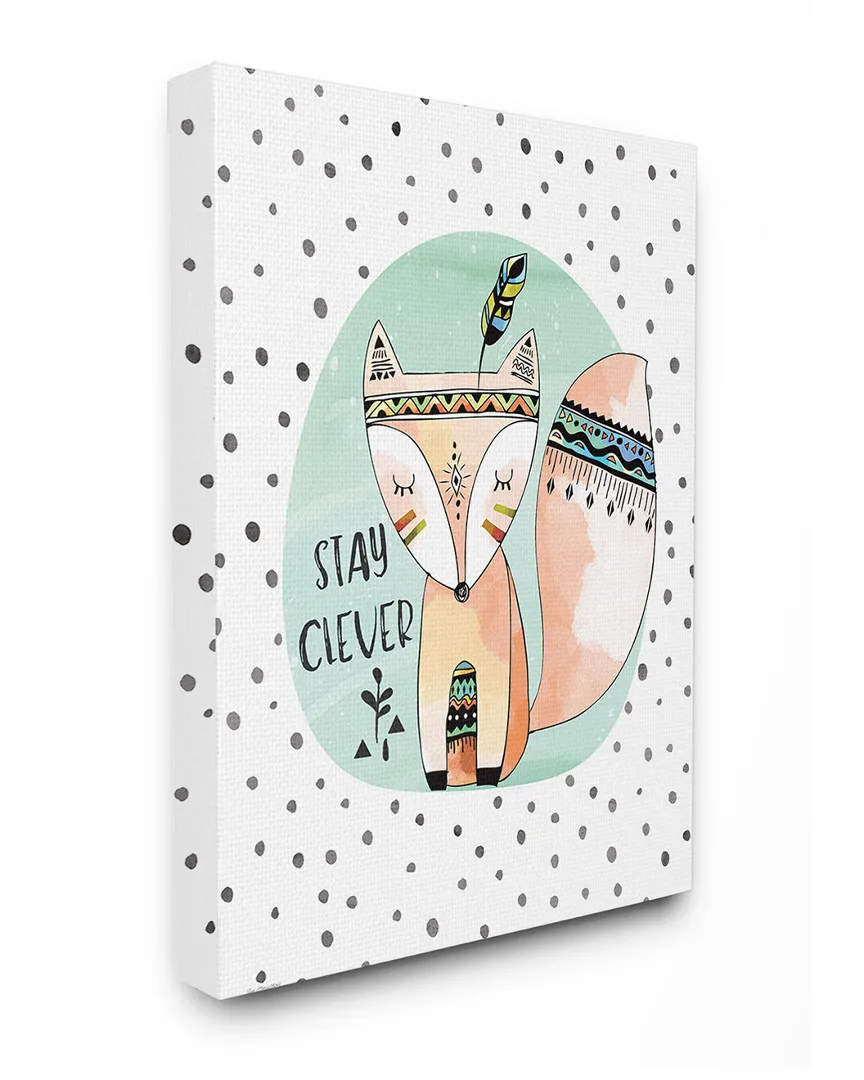 Stay Clever Tribal Fox Canvas Art by Jo Moulton image