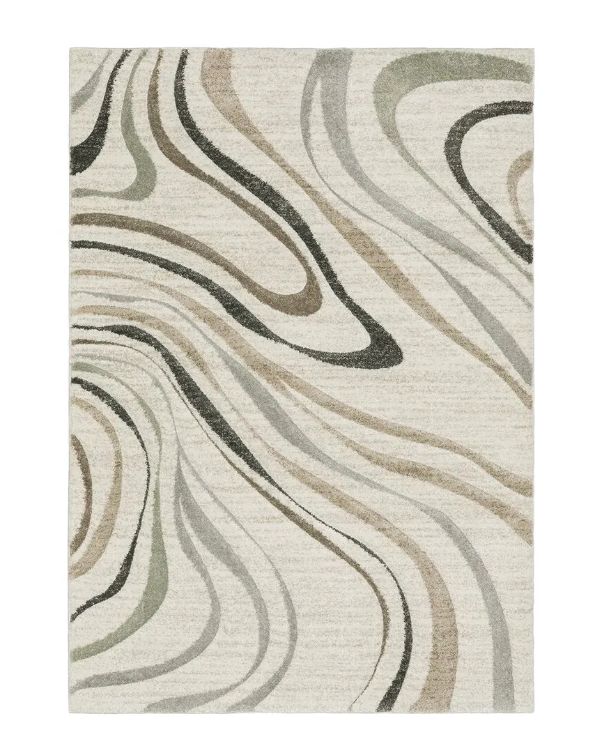 Calypso Abstract Waves Power-Loomed Area Rug - Beige image