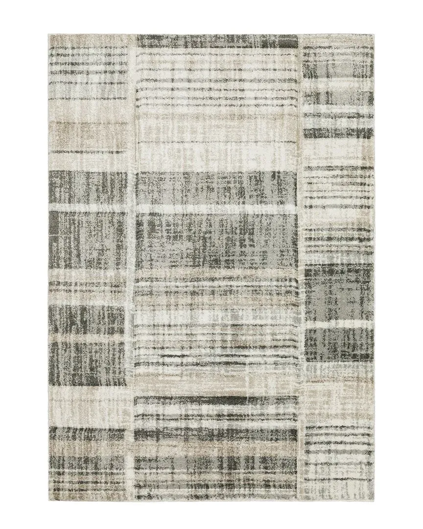 Calypso Distressed Lines Power-Loomed Area Rug - Tan