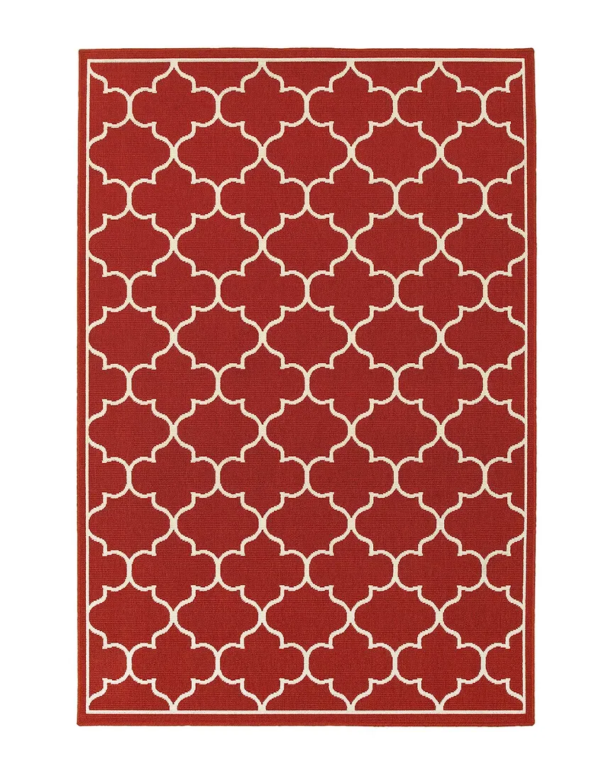 Hatteras Indoor/Outdoor Rug - Red and Ivory, Polypropylene