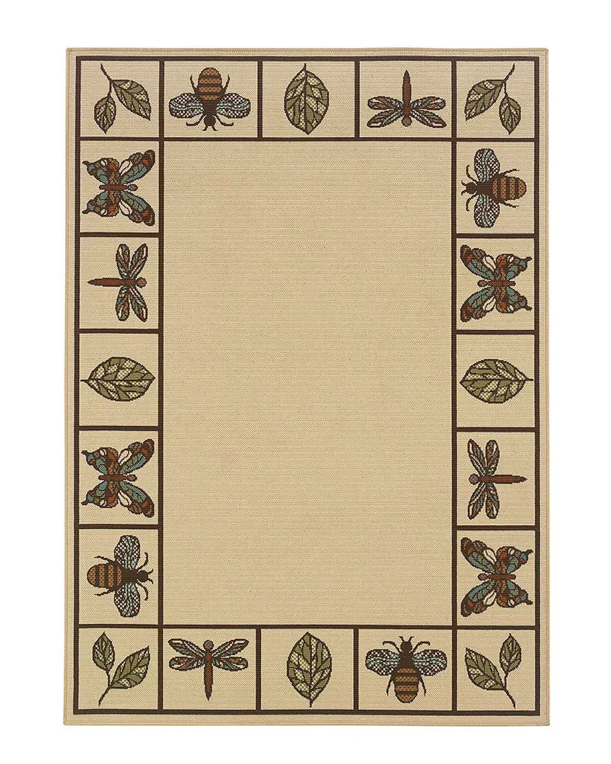 Outdoor Botanical Indoor/Outdoor Rug - Ivory, Polypropylene