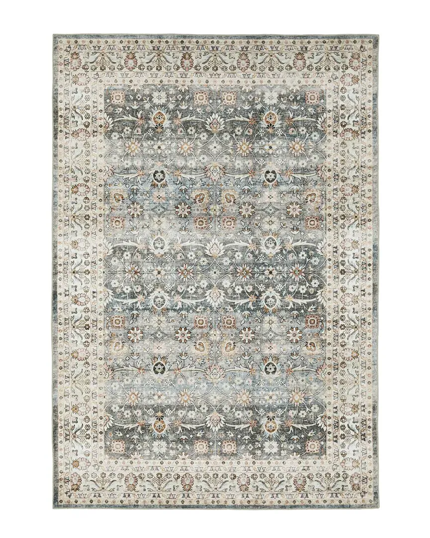 Stellar Vintage Bordered Washable Area Rug - Grey image