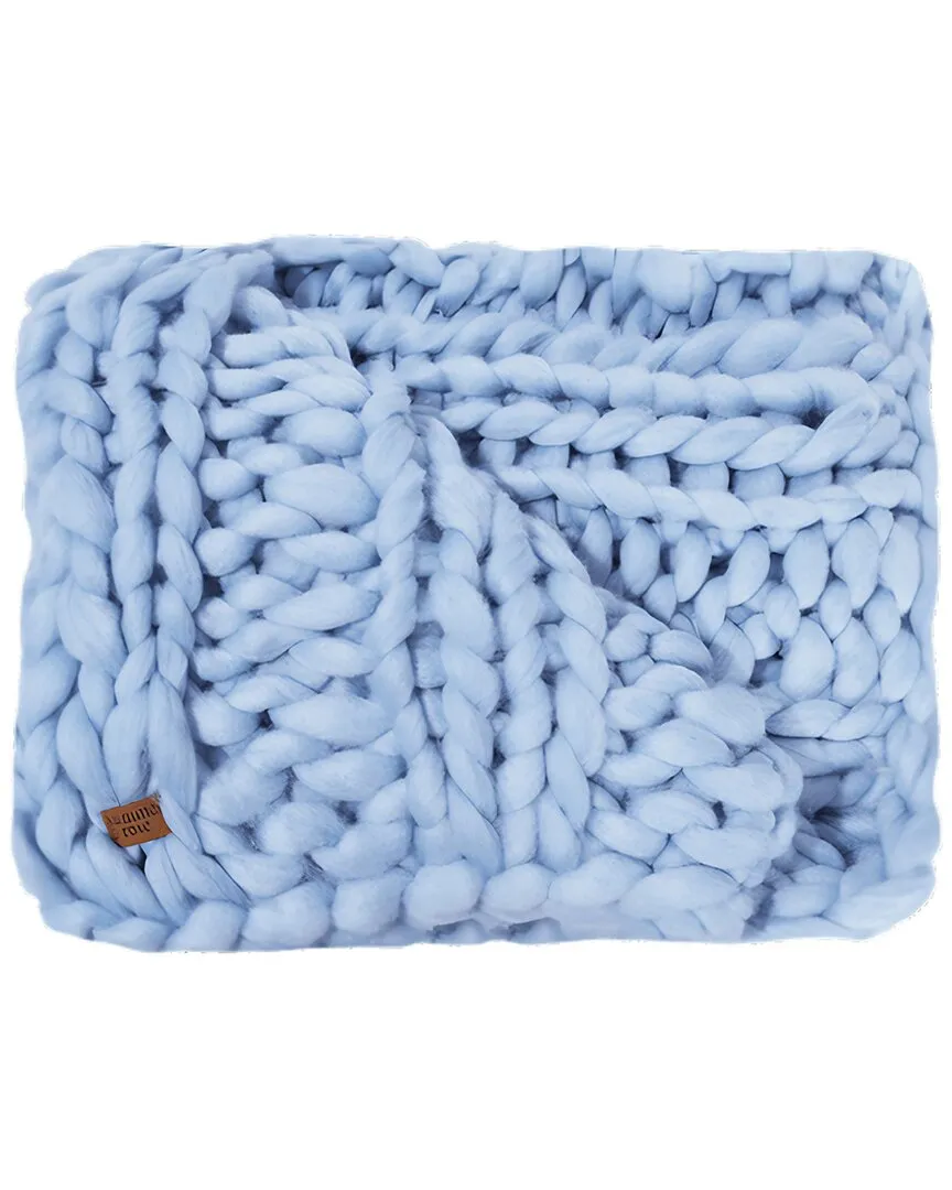 Mia Knitted Throw - Blue, Polyester image