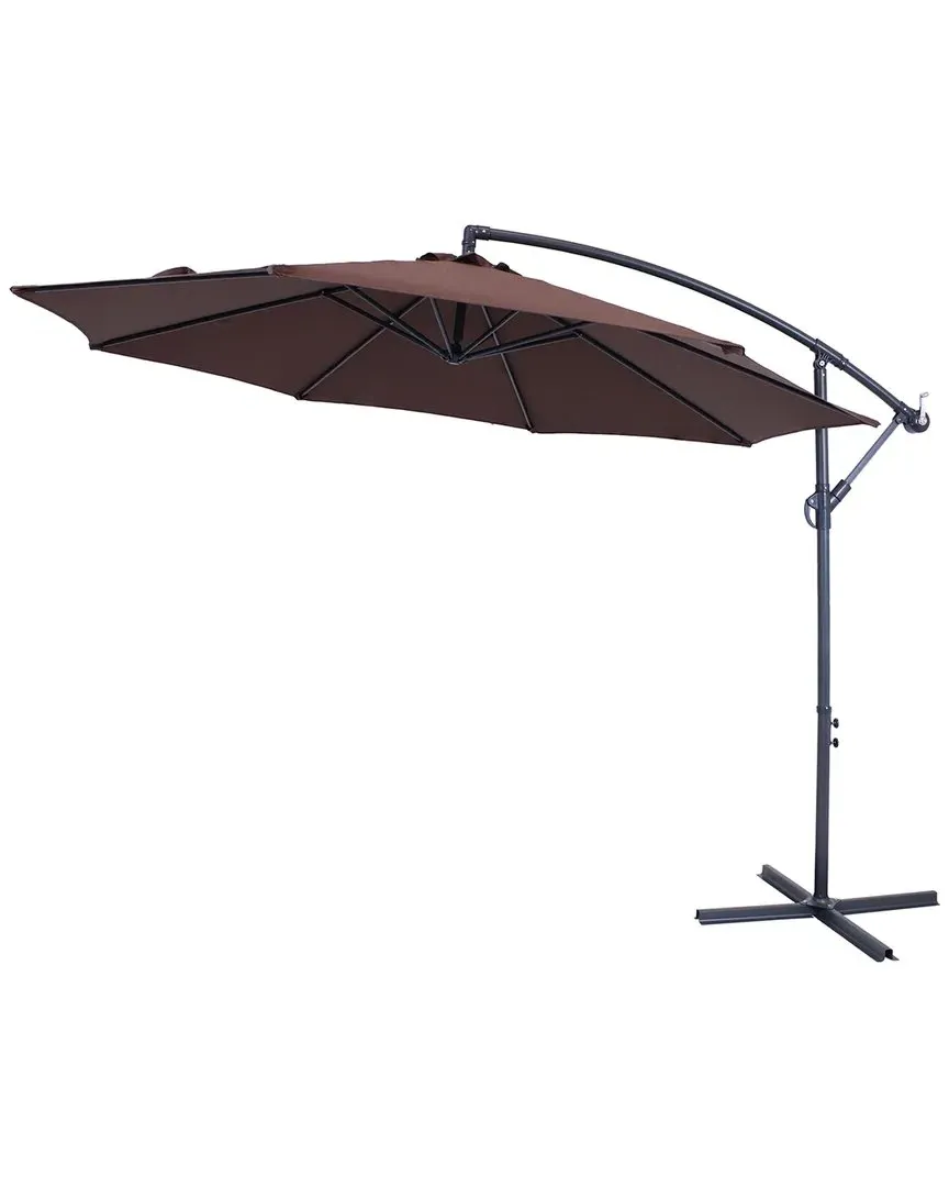 10-Foot Offset Patio Umbrella with Cantilever - Brown, Steel image