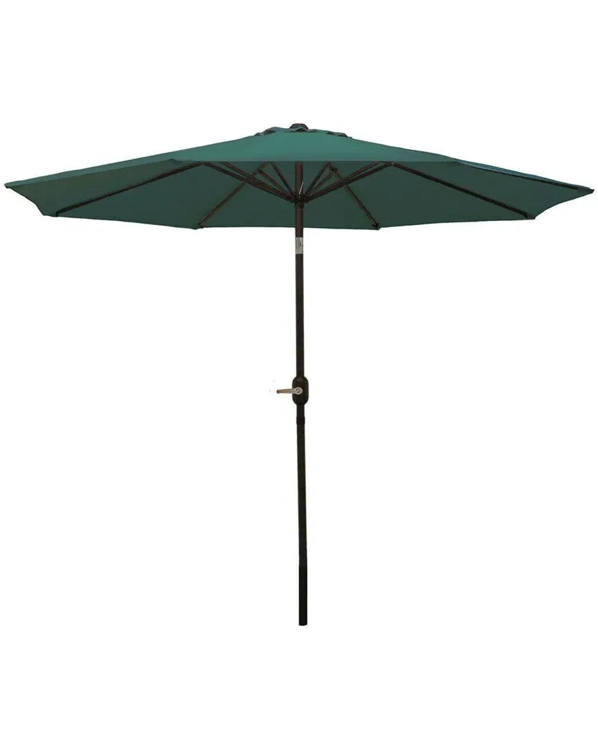 9-Foot Market Umbrella with Tilt and Crank - Green, Aluminum