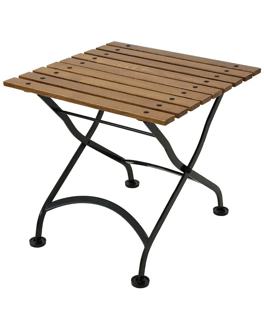 European 20in Square Folding Side Table - Brown, Chestnut Wood