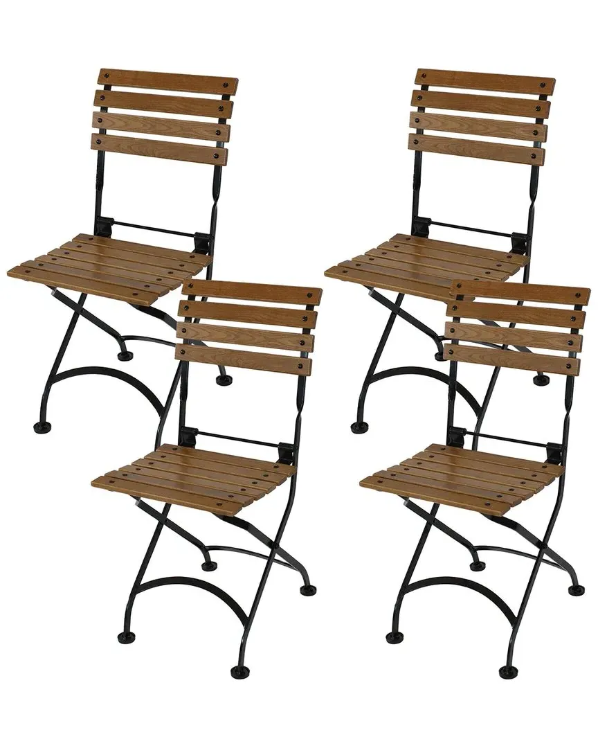 European Chestnut Folding Bistro Armchair - Brown image