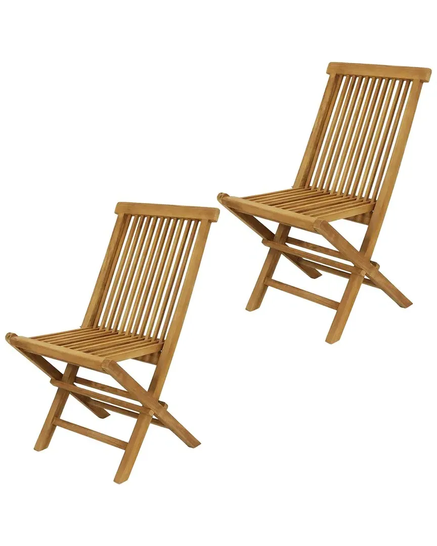 Hyannis Folding Patio Chair with Slat Back - Brown, Teak