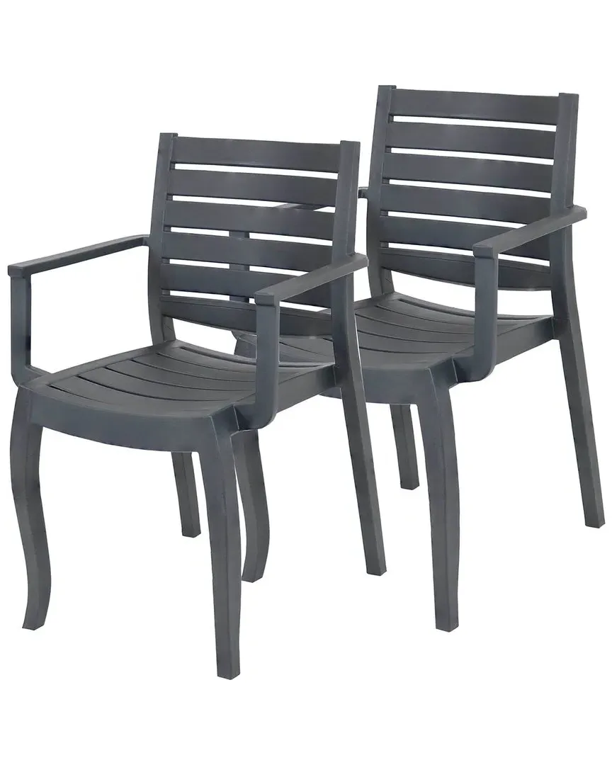 Illias Outdoor Patio Arm Chair - Grey, Polypropylene