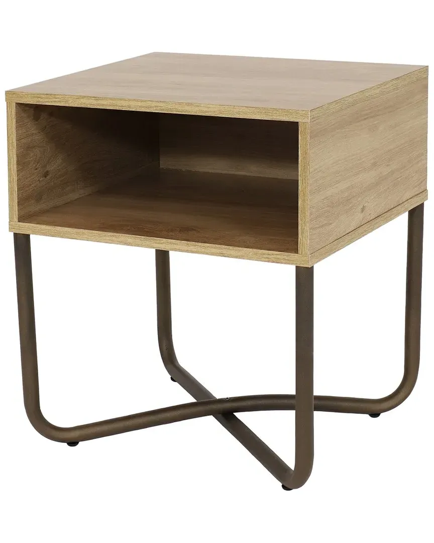 Industrial Side Table with Shelf - Brown image