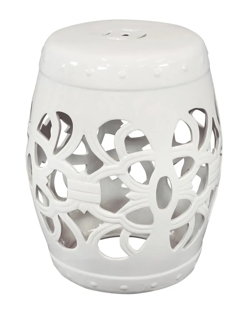 Knotted Quatrefoil Ceramic Garden Stool - White image