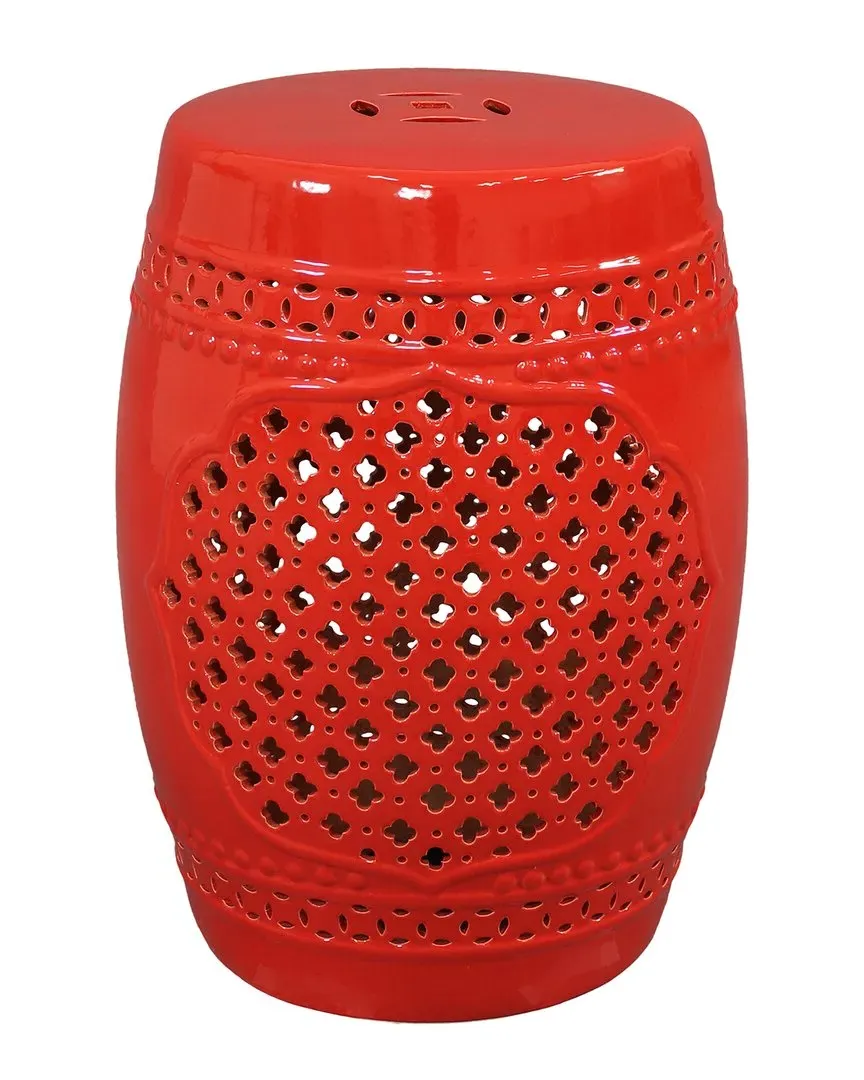 Marrakesh Lattice Ceramic Garden Stool - Red image