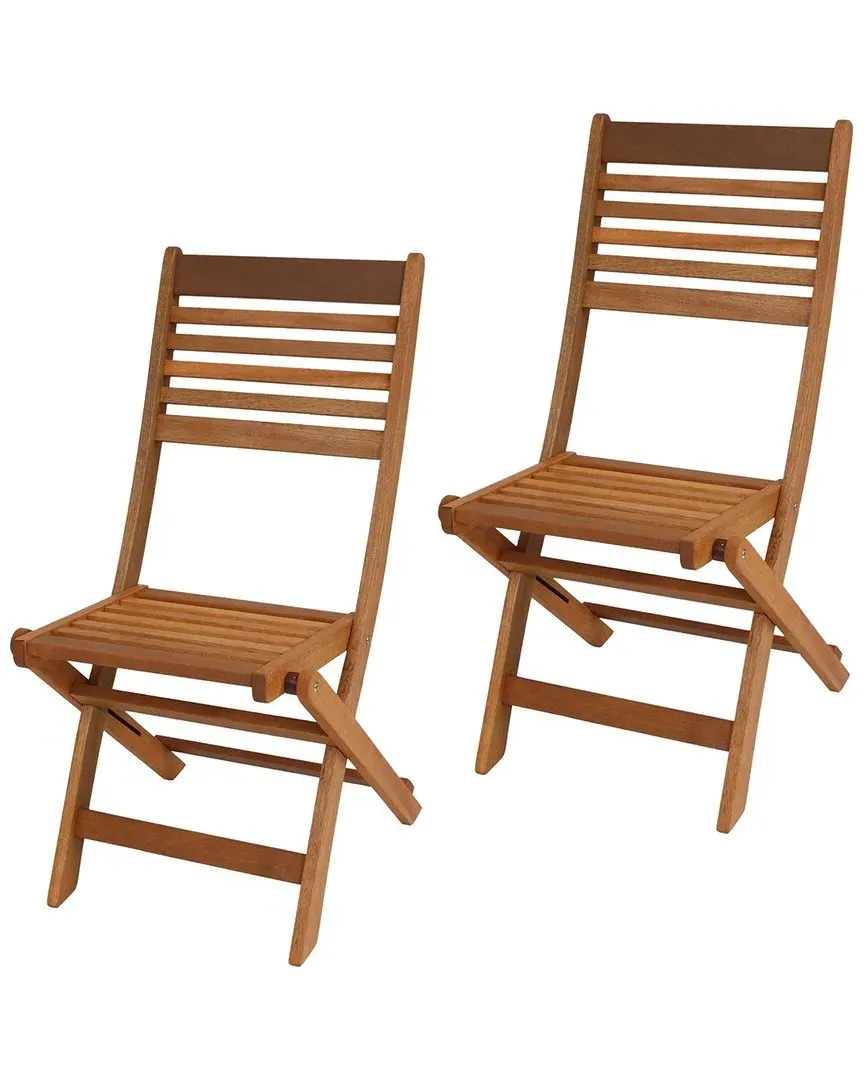 Meranti Wood Folding Patio Chairs - Brown