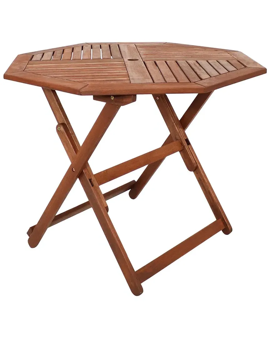 Meranti Wood Octagon Folding Table - Brown