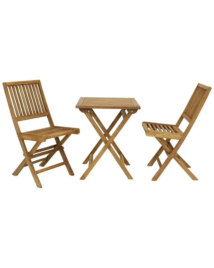 Nantasket 3-Piece Folding Outdoor Bistro Set - Brown, Teak image