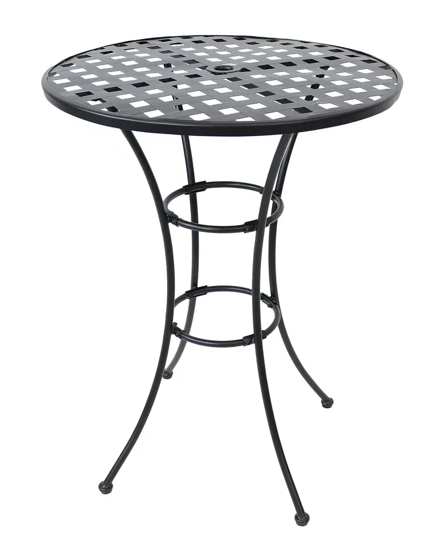 Round Bar Table with Umbrella Hole - Black, Wrought Iron image