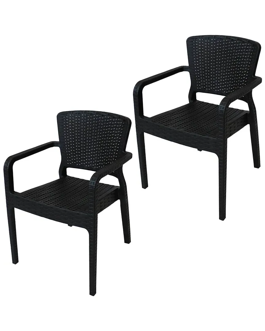 Segonia Stackable Arm Chair Set of 2 - Black, Polypropylene image