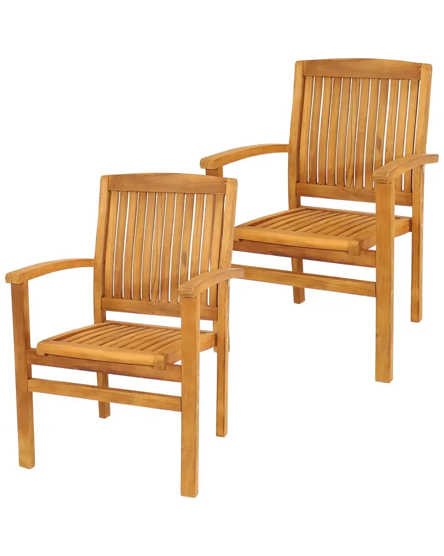 Stackable Teak Patio Armchair - Brown image