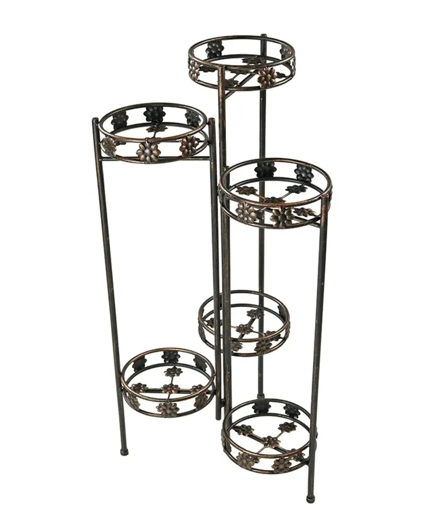 Sunnydaze 6-Tiered Metal Folding Plant Stand - Bronze image