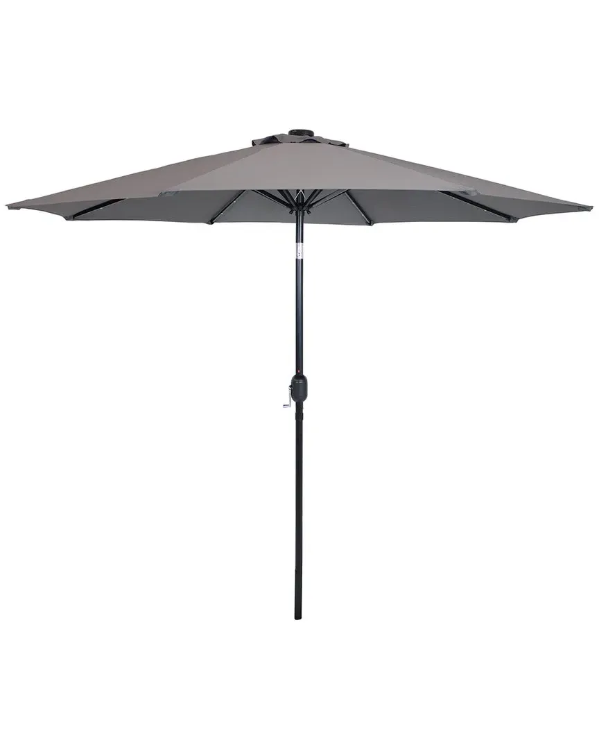 Sunnydaze 9ft Patio Umbrella with Solar LED Lights - Grey image