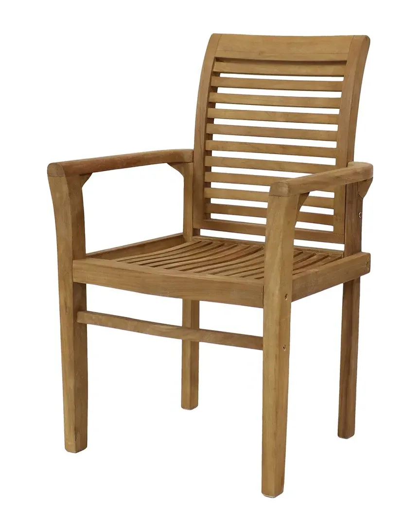 Teak Outdoor Patio Dining Armchair - Brown image