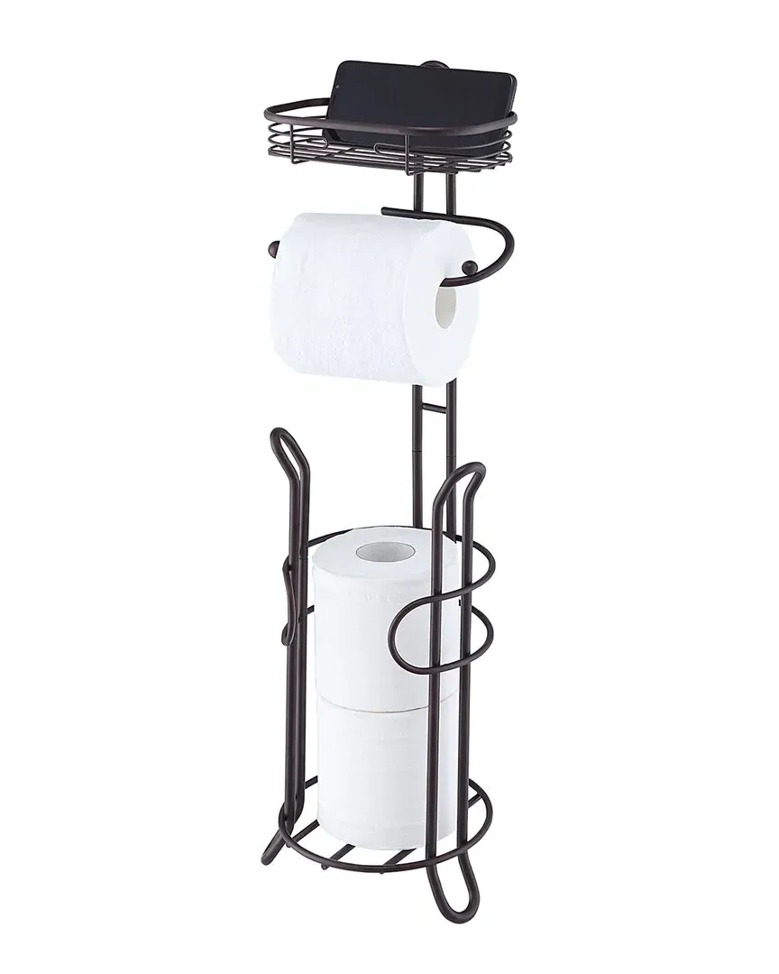 Toilet Paper Holder with Shelf - Metallic, Steel image