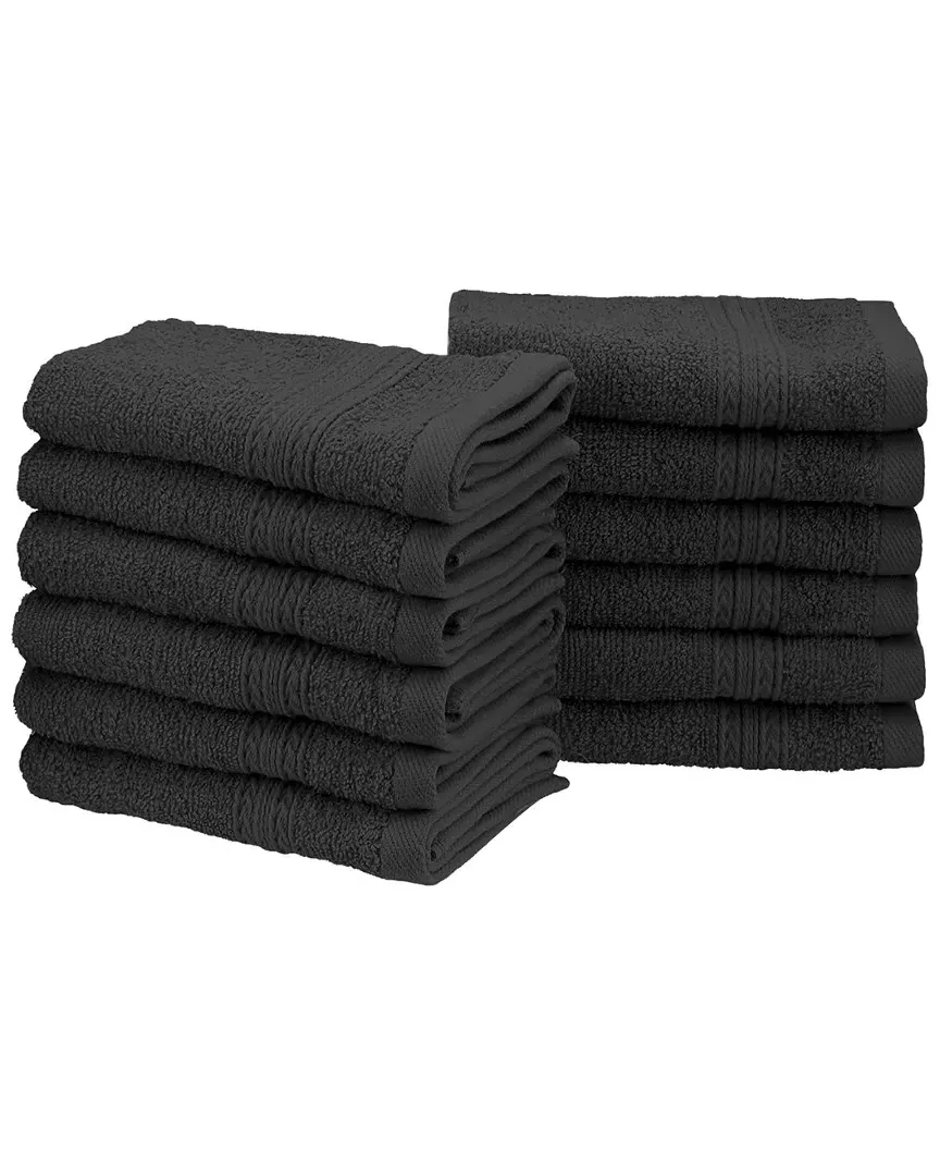 12pc Face Towel Set - Black, Cotton image