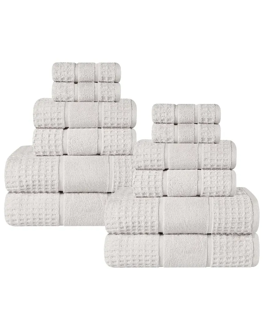12pc Zero Twist Cotton Waffle Honeycomb Towel Set - Stone